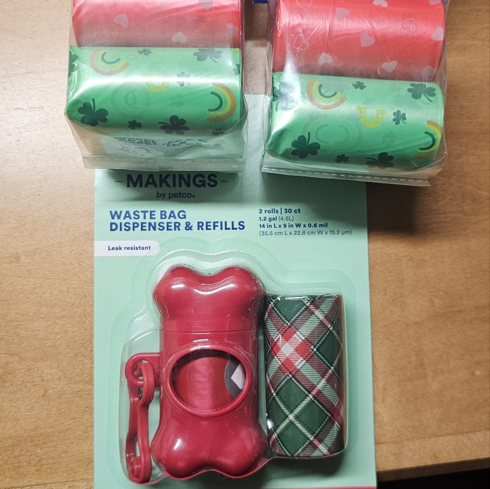 Holiday ready! Dog Poop Waste bags- Xmas, Valentine's Day And St. Patrick's Day!